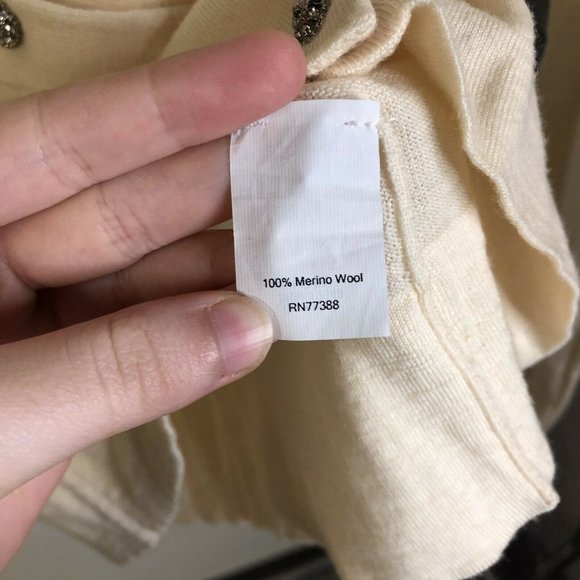 J. Crew Merino V Neck Cardigan Sweater Ivory - Picture 7 of 7